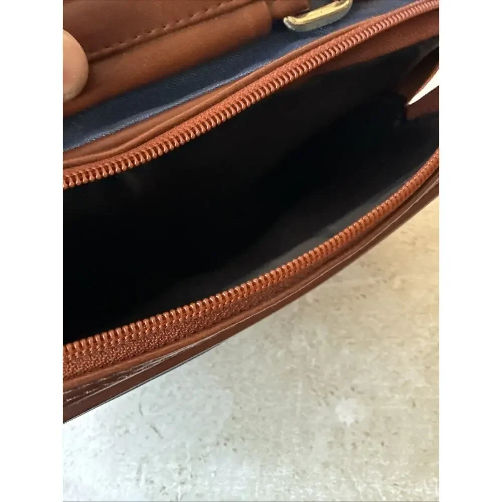 Vtg Albinar Camera Bag 4 Zip Pockets Shoulder Strap Blue/Brown
